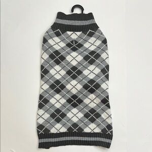 Gray & White Argyle Dog Sweater